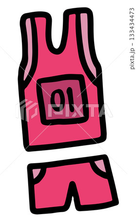 Hand drawn illustration of running uniform for competition, marathon, race, human, people, diet, exercise, sport, activity, healthy lifestyle, hobby, leisure, sticker, icon, department store, costume 133434473