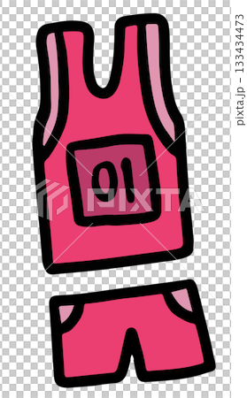 Hand drawn illustration of running uniform for competition, marathon, race, human, people, diet, exercise, sport, activity, healthy lifestyle, hobby, leisure, sticker, icon, department store, costume 133434473