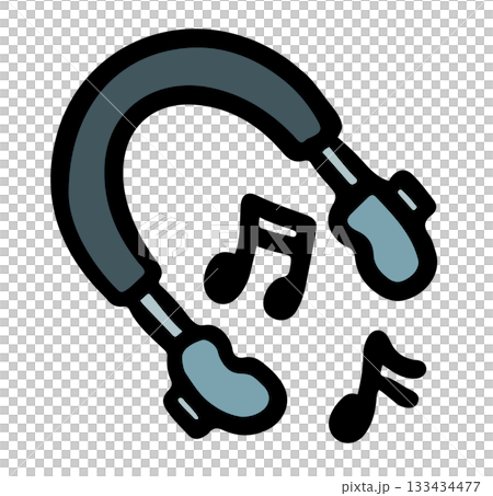 Hand drawn illustration of headphone and music melody for decoration, leisure time, weekends, holidays, entertainment, department store, sticker, hobbies, gym, running club, fridge magnet, song 133434477