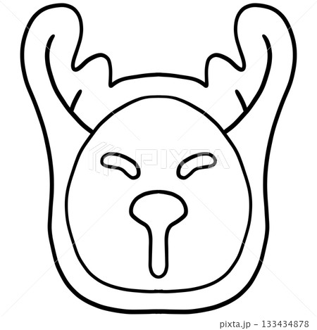 christmas Cute cartoon gingerbread cookie reindeer face with antlers and a playful expression 133434878