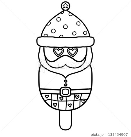 christmas Santa-themed ice cream popsicle with festive colors and design. christmas Santa-themed ice cream popsicle with festive colors and design. 133434907