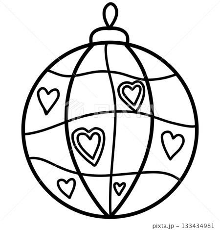 christmas ball cartoon ornament with hearts, perfect for festive decor. christmas ball cartoon ornament with hearts, perfect for festive decor. 133434981