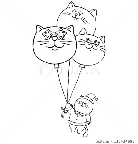 christmas Playful cats with balloons in a whimsical illustration. christmas Playful cats with balloons in a whimsical illustration. 133434989