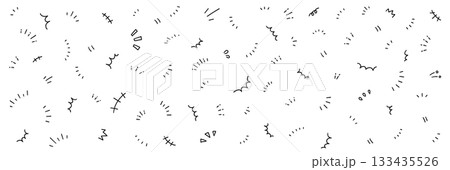 手書きの飾りイラストのベクターイラストセット。手描き、集中線、注目 手書きの飾りイラストのベクターイラストセット。手描き、集中線、注目 133435526