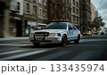 ニューヨークの街を走るNYPDのパトカー 3D CG 133435974