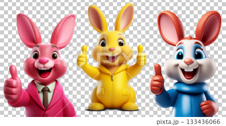 Happy Rabbit Cartoon Character Showing Thumbs Up Isolated on Transparent - Generative Ai Happy Rabbit Cartoon Character Showing Thumbs Up Isolated on Transparent - Generative Ai 133436066