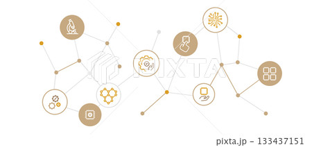 Nano chip technology icons show microchips microscope gears and molecular structures connected by a data network nanotechnology research 133437151