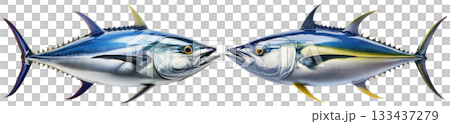 Tuna and Yellowfin Tuna Fish Isolated on Transparent Background - Generative Ai Tuna and Yellowfin Tuna Fish Isolated on Transparent Background - Generative Ai 133437279