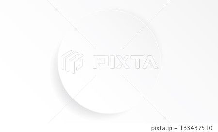 3D white circle plate paper cut style on the center of white background graphic illustration have blank space. 3D white circle plate paper cut style on the center of white background graphic illustration have blank space. 133437510