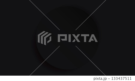 3D black circle plate paper cut style on the center of black background graphic illustration have blank space. 133437511