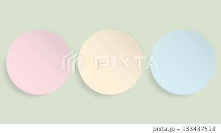 Three of blank 3D pastel circle plate paper cut style on light green background graphic illustration. Three of blank 3D pastel circle plate paper cut style on light green background graphic illustration. 133437513