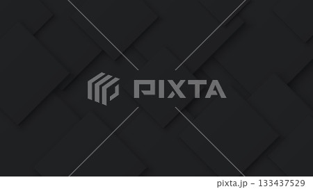 Abstract 3D black square plate multiple size overlap horizontal background graphic illustration. 133437529