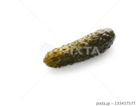Barrel-salted cucumber on white background Barrel-salted cucumber on white background 133437577