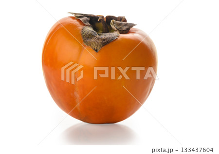Persimmon with subtle shadow on white background 133437604