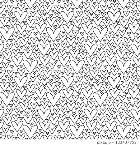 heart closeup Valentine's Day seamless pattern. Vector graphic line black and white illustration. Silhouette sign for logo, print, comics, fashion, pop art, boards, design, stickers, decoration heart closeup Valentine's Day seamless pattern. Vector graphic line black and white illustration. Silhouette sign for logo, print, comics, fashion, pop art, boards, design, stickers, decoration 133437758