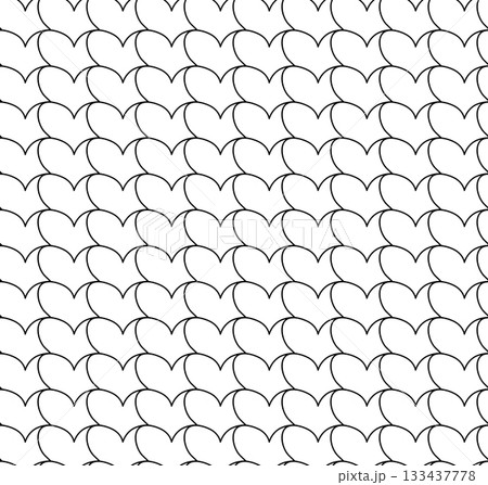 Hearts closeup Valentine's Day seamless pattern. Vector graphic line black and white illustration. Banner, poster, wrapping paper, sticker, print, modern textile design. 133437778
