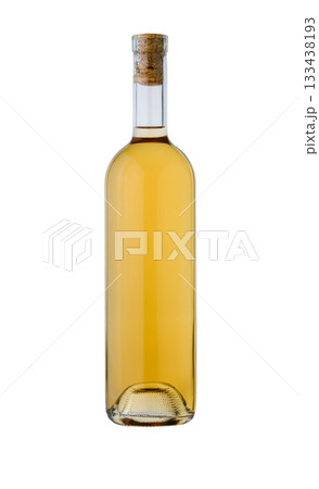 White wine bottle without label on white background 133438193