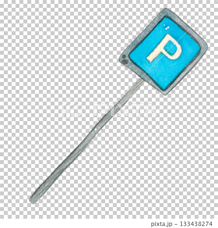 Road sign, blue square, parking. Hand-drawn watercolor illustration, cartoon. Town, game, children, child, boy, car, transport, auto, automobile, rules, road sign Road sign, blue square, parking. Hand-drawn watercolor illustration, cartoon. Town, game, children, child, boy, car, transport, auto, automobile, rules, road sign 133438274
