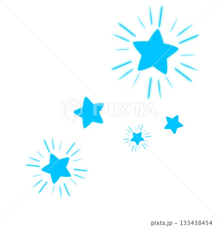 水色のキラキラ光る星 水色のキラキラ光る星 133438454