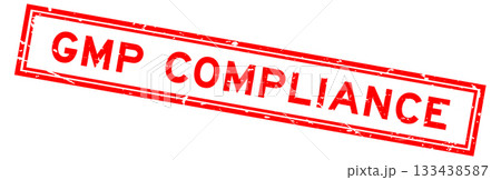 Grunge red GMP (Good manufacturing practice) compliance word square rubber seal stamp on white bacckground Grunge red GMP (Good manufacturing practice) compliance word square rubber seal stamp on white bacckground 133438587