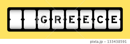 Black color in word greece on slot banner with yellow color background 133438591