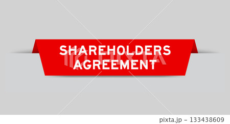 Red color inserted label with word shareholders agreement on gray background Red color inserted label with word shareholders agreement on gray background 133438609