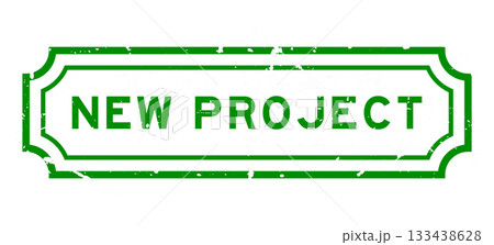Grunge green new project word rubber seal stamp on white background 133438628