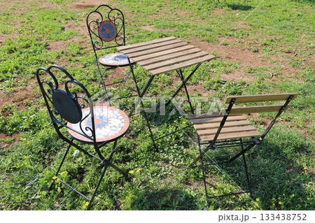 Chair and table in a city cafe on the seafront in Tel Aviv. Chair and table in a city cafe on the seafront in Tel Aviv. 133438752