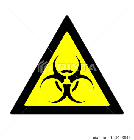 Biohazard yellow triangle warning sign. Grunge filter. Biohazard yellow triangle warning sign. Grunge filter. 133438848