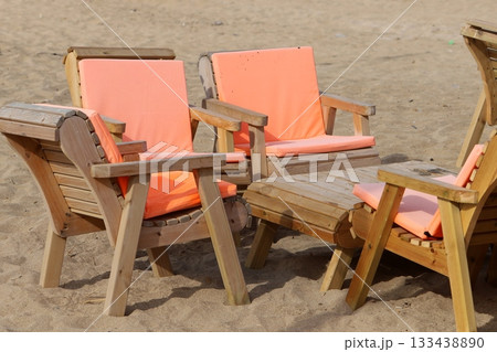 Chair and table in a city cafe on the seafront in Tel Aviv. Chair and table in a city cafe on the seafront in Tel Aviv. 133438890