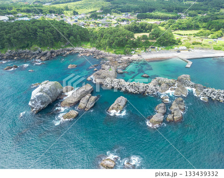 空撮「青森県」種差海岸空撮　夏 133439332