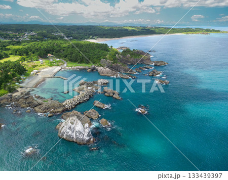 空撮「青森県」種差海岸空撮 夏 空撮「青森県」種差海岸空撮 夏 133439397