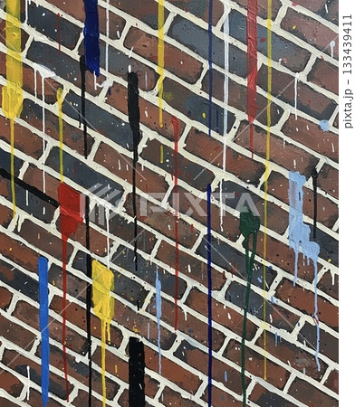 カラフルなレンガの壁 133439411