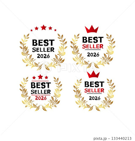 best seller 2026 Golden Best Seller Laurel Wreath Badges Set 133440213
