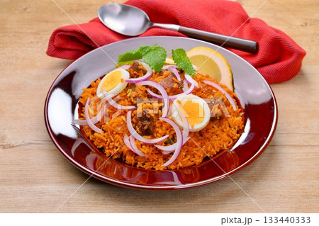 インド料理のビリヤニ。マトン・ビリヤニ。世界三大炊き込みご飯。 インド料理のビリヤニ。マトン・ビリヤニ。世界三大炊き込みご飯。 133440333