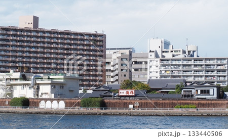 築地 隅田川から見る高層ビル群 撮影用背景 築地 隅田川から見る高層ビル群 撮影用背景 133440506