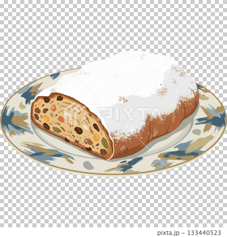 Stollen Bread Vector Vector icon of a German stollen cut to show its... - Stock Illustration ...