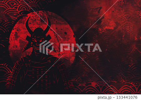 武士と赤いデザイン背景 武士と赤いデザイン背景 133441076