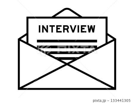 Envelope and letter sign with word interview as the headline Envelope and letter sign with word interview as the headline 133441305