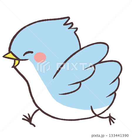 笑顔で走る青い鳥のイラスト 笑顔で走る青い鳥のイラスト 133441390