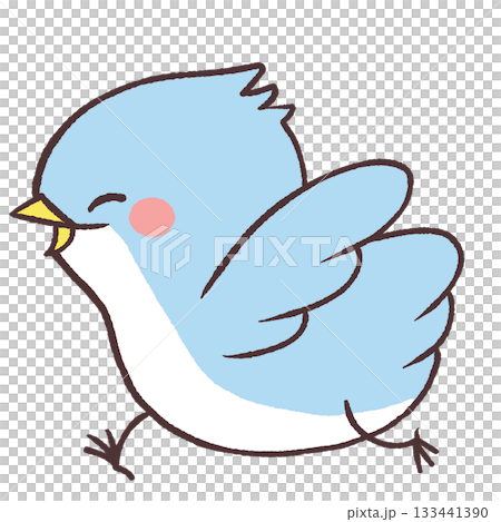 笑顔で走る青い鳥のイラスト 笑顔で走る青い鳥のイラスト 133441390