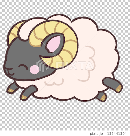 Illustration of a smiling black sheep running Illustration of a smiling black sheep running 133441394
