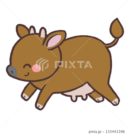 茶色い牛が走るイラスト 茶色い牛が走るイラスト 133441396