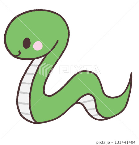 走る緑の蛇のイラスト 133441404