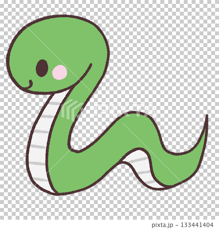走る緑の蛇のイラスト 133441404