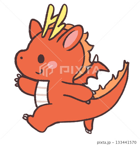 走る赤いドラゴンのイラスト 133441570