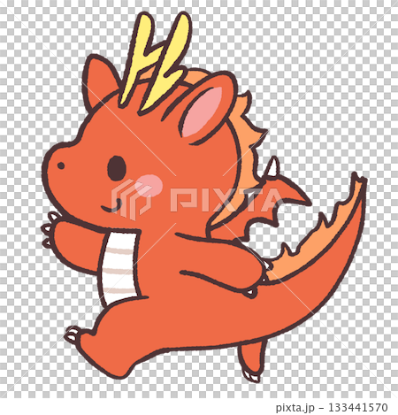 走る赤いドラゴンのイラスト 133441570