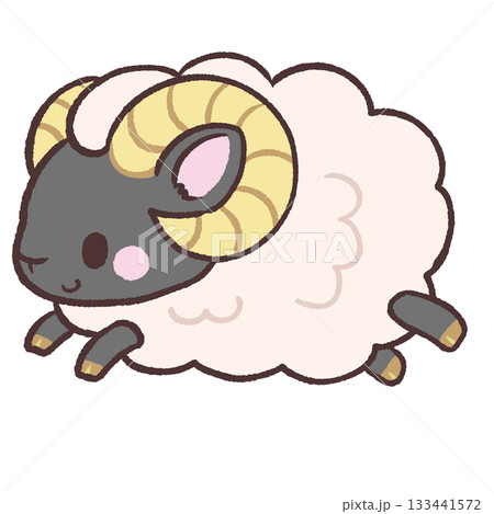黒い羊が走るイラスト 黒い羊が走るイラスト 133441572
