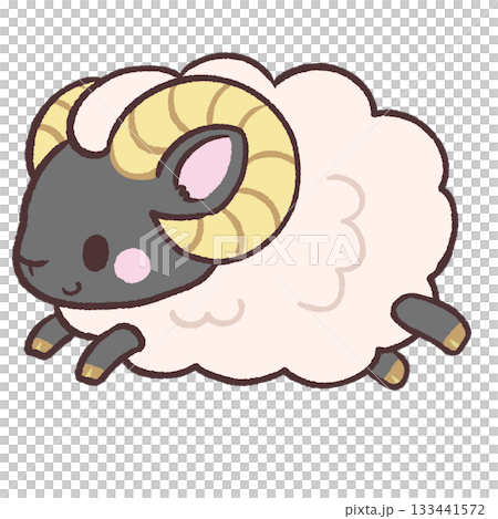 Illustration of a black sheep running 133441572