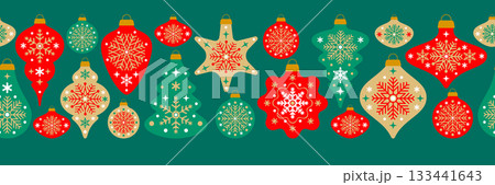 Scandinavian Christmas Ornaments Seamless Border Pattern 133441643